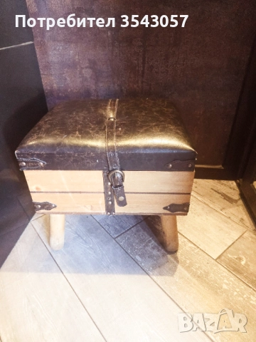 Табуретка от дърво и кожа 4бр