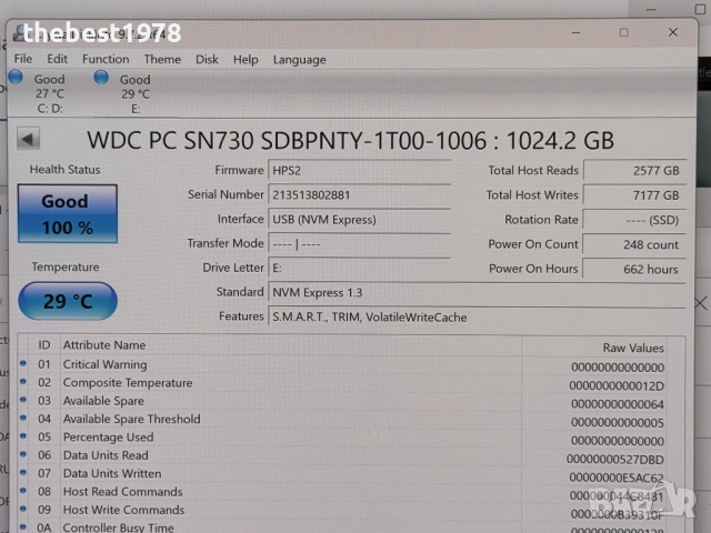 1TB 1000GB SSD NVMe Gen 3x4/100% Здраве WD Black SN730, снимка 2 - Твърди дискове - 52878567