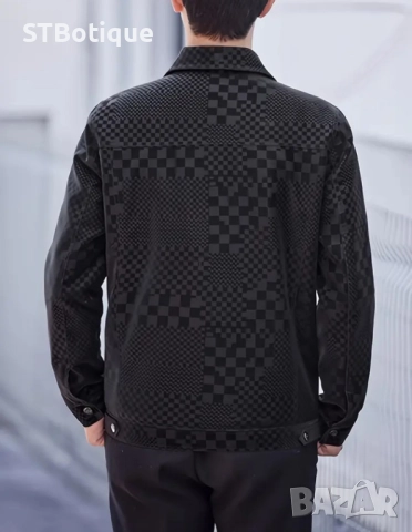 🧥✨ МЪЖКО ПАЛТО С КАРИРАН ДЕСЕН ОТ ИЗКУСТВЕНА КОЖА – STBOUTIQUE ✨🧥, снимка 6 - Якета - 52135208