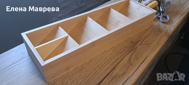 Бамбуков органайзер за прибори , снимка 2 - Аксесоари за кухня - 51544760