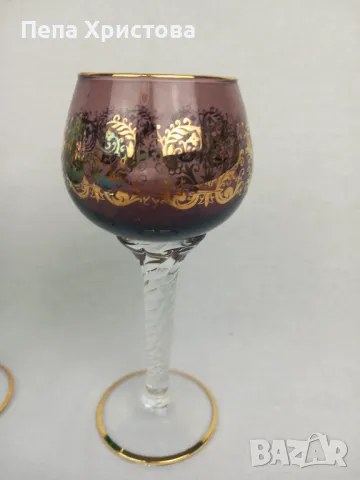  6 броя чаши за вин@ от муранско цветно стъкло (кристал), снимка 4 - Чаши - 48830778