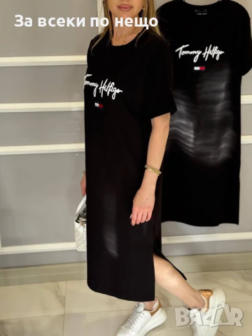 Tommy Hilfiger Дамска Памучна Спортна Ежедневна Рокля С Бродирано Лого - 2 Цвята Код A626, снимка 3 - Рокли - 50466390