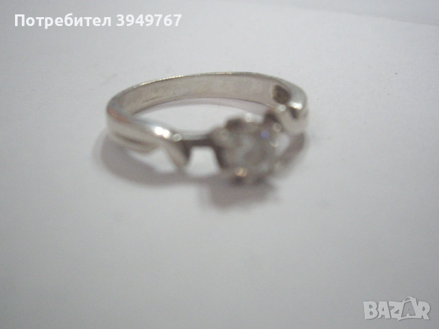 Сребърен пръстен с бял камък., снимка 3 - Пръстени - 54361914