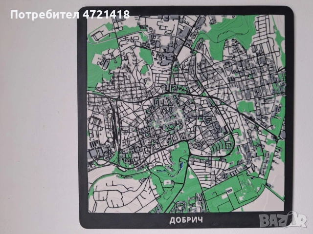 3D Карта на град ДОБРИЧ – релефен макет, снимка 2 - Декорация за дома - 54337300