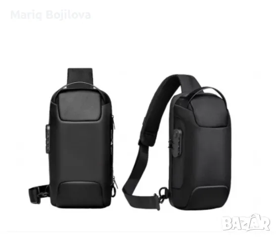 Мъжка чанта за през рамо Crossbody с USB зареждане, водоустойчива и с противокраден джоб, снимка 4 - Чанти - 50275960