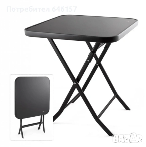 Сгъваема маса Muhler, със стъклен плот, снимка 3 - Градински мебели, декорация  - 53154070