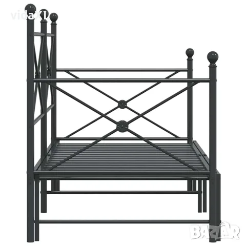 vidaXL Дневна спалня с багажник без матрак Черно 90x200 cm Стомана, снимка 7 - Спални и легла - 56147494