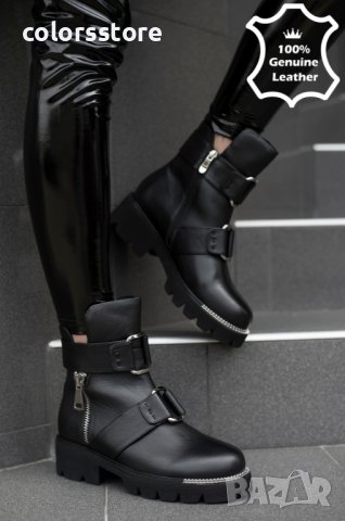 Равни боти - черна естествена кожа 9047A-68, снимка 2 - Дамски боти - 37731991