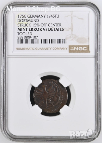 1756 GERMANY DORTMUND STRUCK 15% MINT ERROR, снимка 2 - Нумизматика и бонистика - 51597681