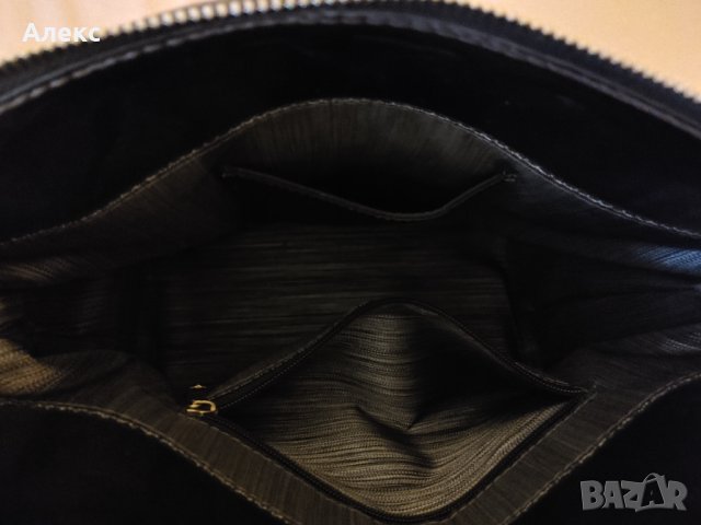 Дамска официална чанта от лачена еко кожа в перлен графитен цвят, снимка 4 - Чанти - 30248732