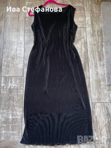 Нова дълга ежедневна черна рипс плисе еластична рокля рипс 44 нолер , снимка 2 - Рокли - 37612454
