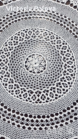 Красива плетена покривка цвят екрю 165см, снимка 13 - Покривки за маси - 52062462