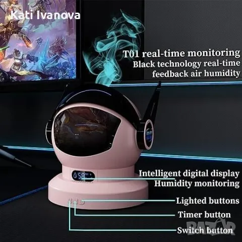  Дизайнерски GALAXY SOUTH T01 Space Design Ултразвуков ароматерапевтичен овлажнител розов, снимка 4 - Овлажнители и пречистватели за въздух - 48142876