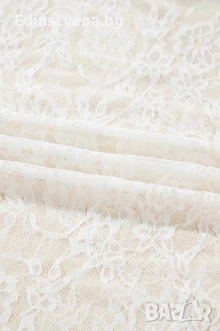 Дамска бяла дантелена блуза с ефектна яка и дълъг ръкав, снимка 12 - Блузи с дълъг ръкав и пуловери - 53029032