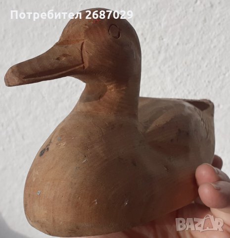 Стара дървена патка, птица, дърворезба, снимка 5 - Антикварни и старинни предмети - 34514195