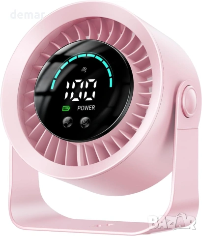 Малък настолен вентилатор, 100 скорости, презареждащ се с USB, розов