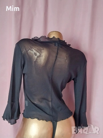 М/L Черен прозрачен топ с дълъг ръкав , снимка 5 - Корсети, бюстиета, топове - 53093324