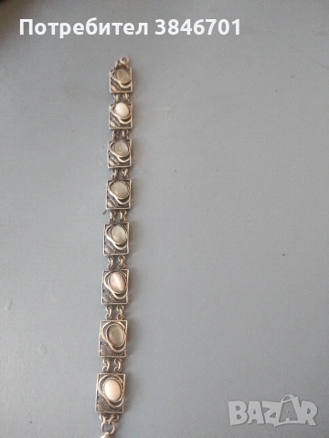 сребърна гривна с лунен камък , снимка 3 - Гривни - 53043590