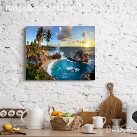 Картина на платно с дървена рамка Плажна Сцена-,30x40 см., снимка 5 - Картини - 48464014