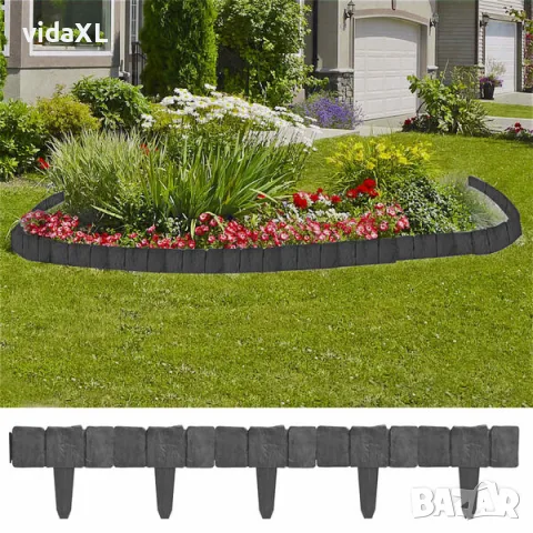vidaXL Палисади за градини и алеи пластмаса с каменна визия 41 бр 10 м（SKU: 40917）, снимка 2 - Градински мебели, декорация  - 56077773