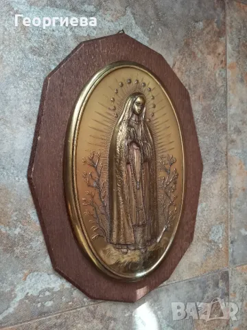 Дървено пано с Богородица , снимка 3 - Статуетки - 49410113