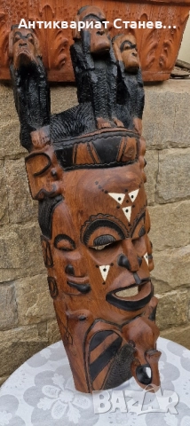 Тежка и масивна дървена маска – дялана изцяло от едно цяло дърво, снимка 3 - Декорация за дома - 51671198
