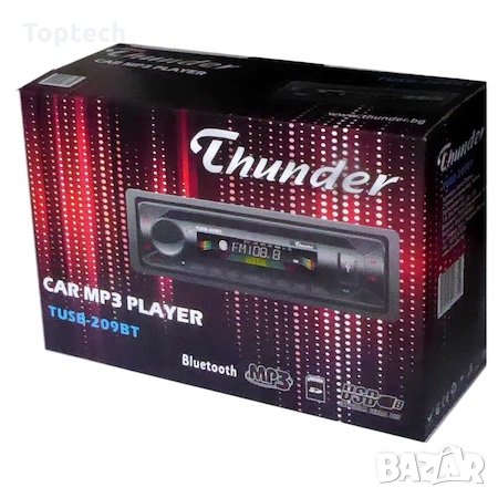 Bluetooth Радио за кола Thunder TUSB-209BT с Падащ панел, USB SD AUX FM радио, дистанционно, 4x35W, снимка 2 - Аксесоари и консумативи - 30904058