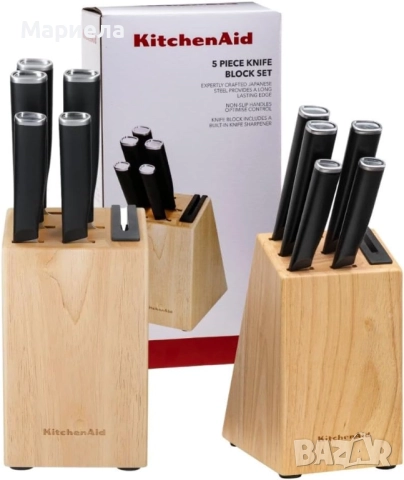 Комплект от 5 стоманени ножа KitchenAid + Точило за ножове