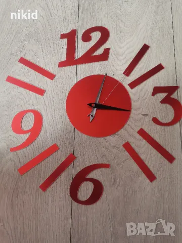 3D Класически стенен червен черен часовник за стена, снимка 3 - Стенни часовници - 24469305