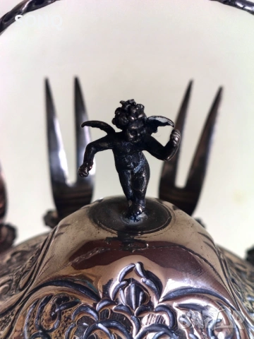 Прекрасен Посребрен Стар Съд Със Вилички, снимка 4 - Антикварни и старинни предмети - 54020241