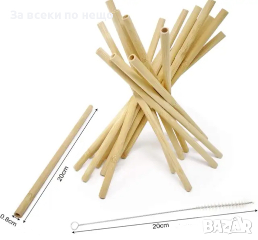 Бамбукови сламки за многократна употреба, снимка 2 - Аксесоари за кухня - 44730291
