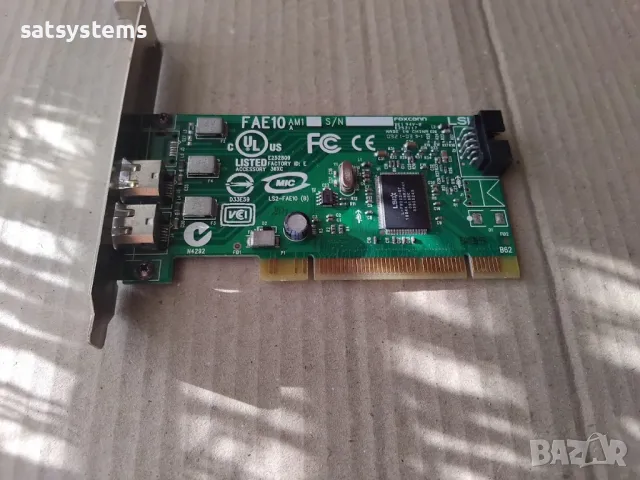 PCI 2-Port 1394 FireWire Adapter Card LSI LS2-FAE10, снимка 5 - Мрежови адаптери - 48084265