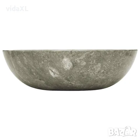 vidaXL Сива мивка, Ø40x12 см, мрамор