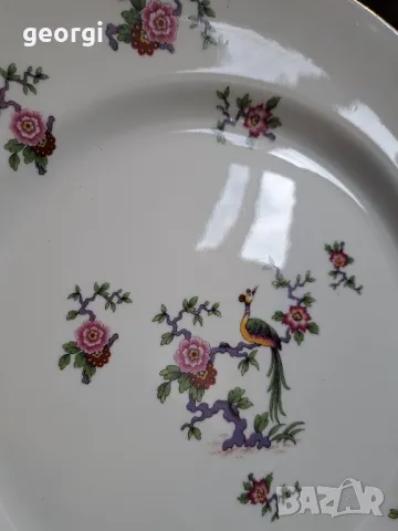 limoges две кръгли плата с цветя и райски птици 8/5, снимка 4 - Прибори за хранене, готвене и сервиране - 49959101
