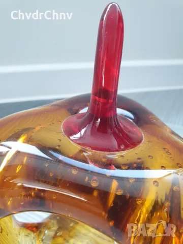 Murano стъклена фигура 19см-2кг/италианска абстрактна ябълка от Мурано стъкло, снимка 5 - Статуетки - 50372674