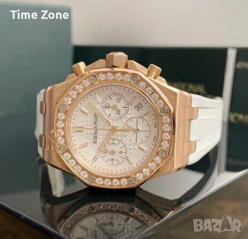 Audemars Piguet Royal Oak Offshore Chronograph 37mm Rose Gold White Diamond Дамски Различни Варианти, снимка 11 - Дамски - 48182801