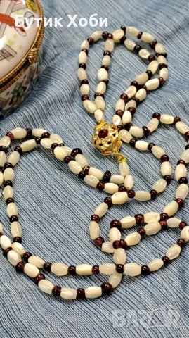 Старинен гердан от естествен седеф и гранати, снимка 5 - Антикварни и старинни предмети - 50444210