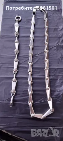 12/Сребърен Синджйр и Гривна със общ грамаж-133гр..🇧🇬, снимка 3 - Колиета, медальони, синджири - 41397860