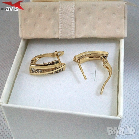 Обеци с 14К златно покритие 2141857, снимка 3 - Обеци - 53377406