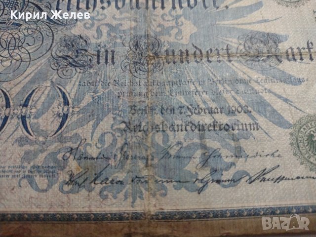 Райх банкнота - Германия - 100 марки / 1908 година- 17967, снимка 4 - Нумизматика и бонистика - 31015814