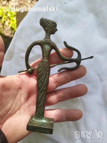 Стара бронзова статуетка Артемида, снимка 3 - Антикварни и старинни предмети - 54316314
