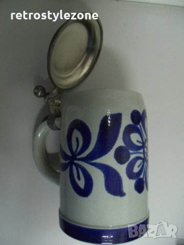 № 5633 стара порцеланова халба с метален капак   - надпис / маркировка  - размери - височина 16 см ,, снимка 6 - Други ценни предмети - 34297848