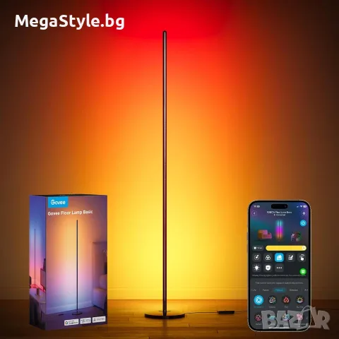 Смарт LED ъглова лампа Govee RGBIC Floor Lamp Basic (1000lm, Черна)