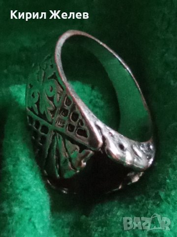 СТАР МЕДЕН ПОСРЕБРЕН ПРЪСТЕН с ЮВЕЛИРНО ФАСЕТИРАН ГОЛЯМ ГРАНАТ АРИСТОКРАТИЧНО АРТ ДЕКО БИЖУ 25194, снимка 5 - Пръстени - 34883916