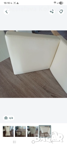 Нови 4 бр. кремава кожа столове, снимка 4 - Столове - 52053081