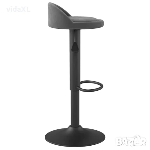 vidaXL Бар табуретки, 2 бр, тъмносиви, кадифе, снимка 5 - Столове - 56147033
