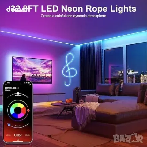 Гъвкав RGB LED неон Mexllex, 10 м, с приложение и дистанционно, снимка 4 - Други стоки за дома - 56228529