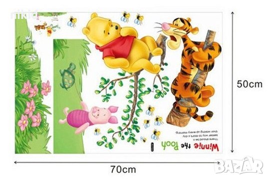  Мечо Пух Winnie The Pooh Прасчо и Тигъра на клон стикер постер за стена лепенка декорация, снимка 2 - Други - 30056335