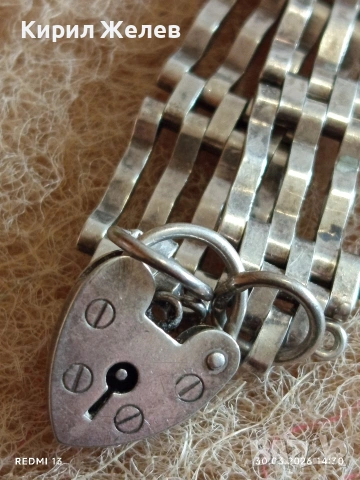 Винтидж сребърна гривна тип порта с закопчалка катинар сърце ❤️ Vonk Jewellery 53006, снимка 7 - Гривни - 54026611