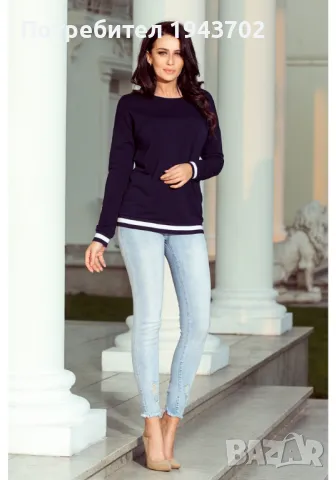Дамска блуза с дълъг ръкав в тъмносиньо 222-1